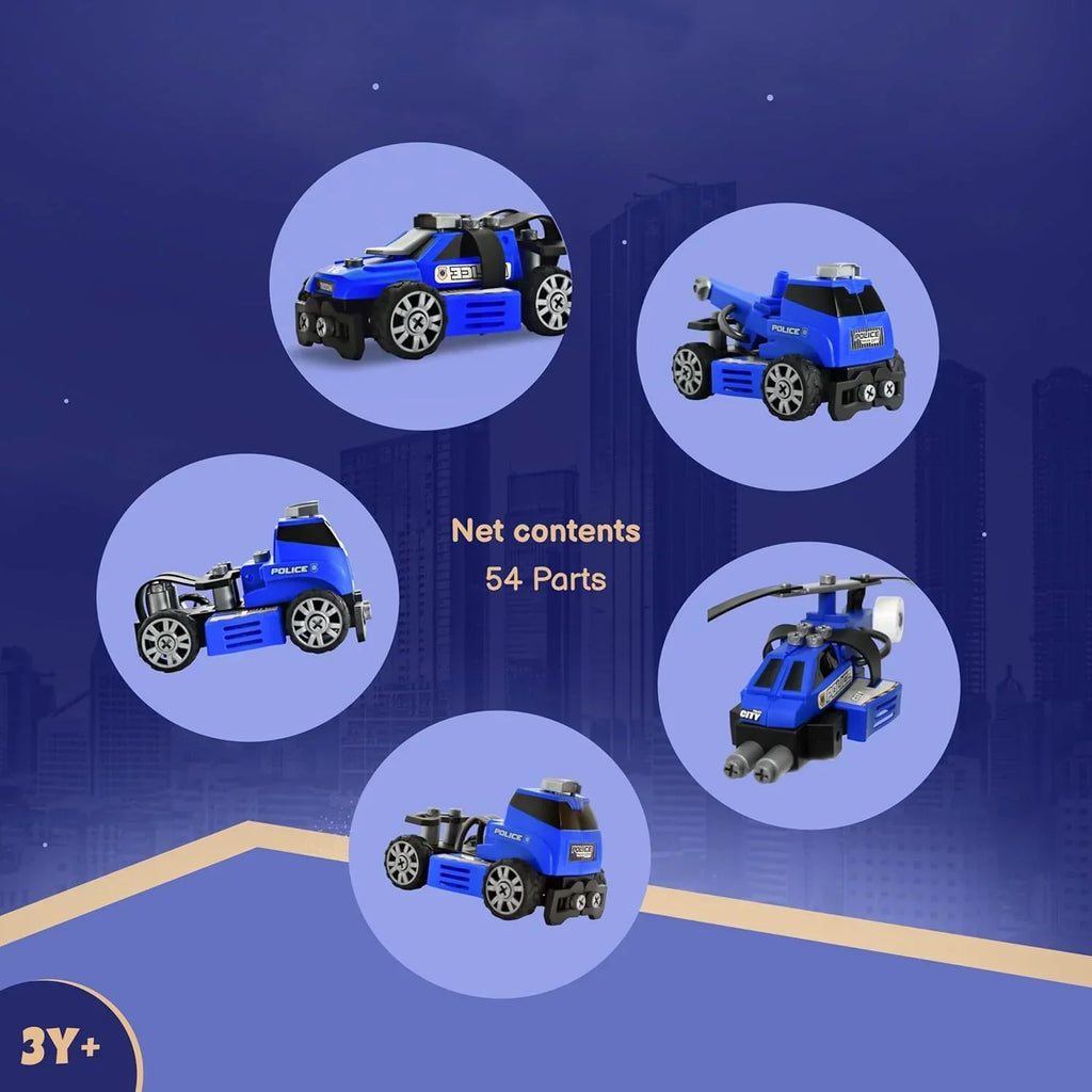 Tak tak Toys Crime Busters 5-in-1 DIY Police Toy Set – Build, Play & Protect (Age 3+) - Naivri