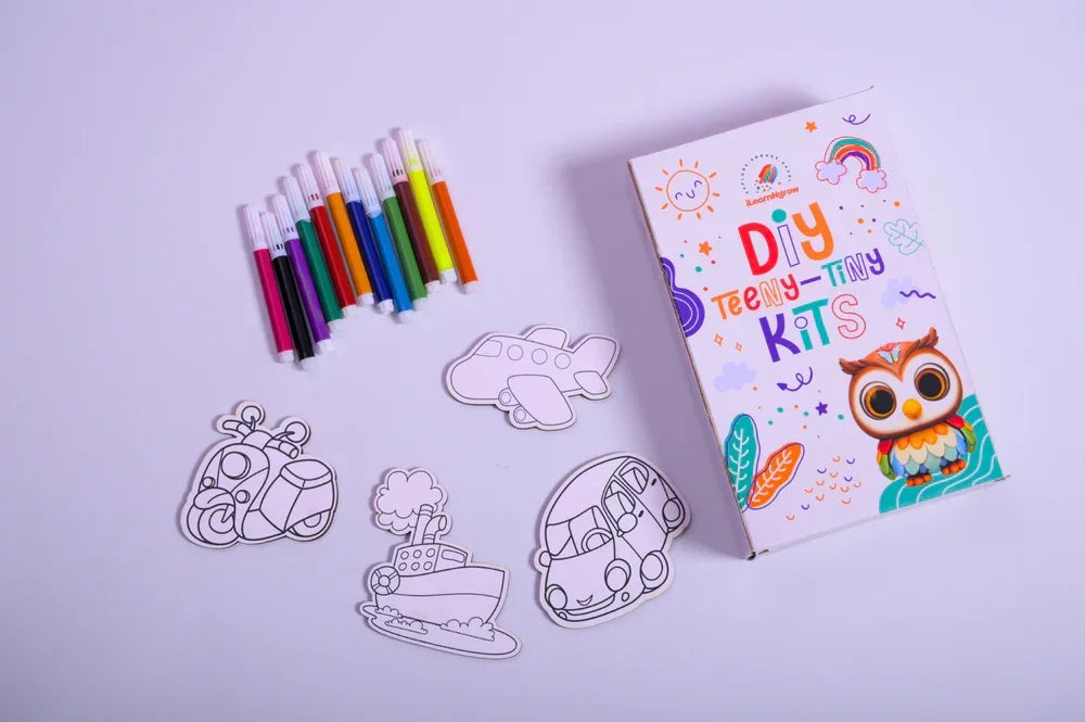 Teeny Tiny DIY Car Painting Kit – 3-in-1 Vehicle Craft Set for Kids | iLearnNGrow - Naivri