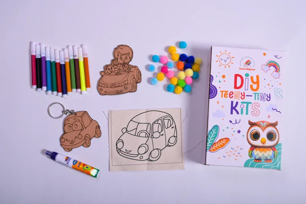 Teeny Tiny DIY Car Painting Kit – 3-in-1 Vehicle Craft Set for Kids | iLearnNGrow - Naivri