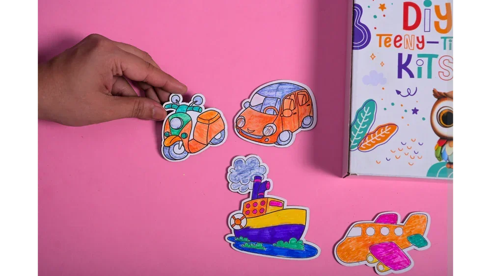 Teeny Tiny DIY Fridge Magnet – Transport Theme | Paint & Decorate Kit for Kids | iLearnNGrow - Naivri
