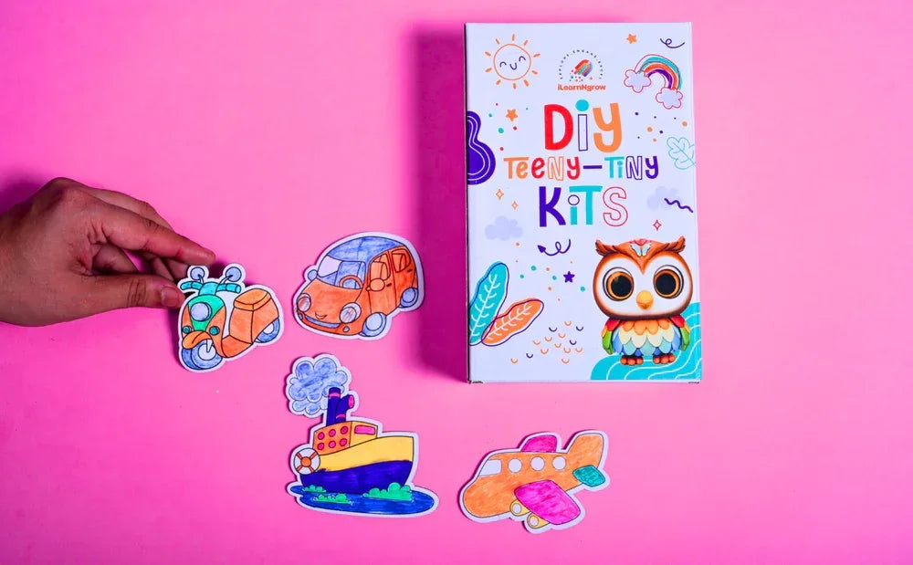 Teeny Tiny DIY Fridge Magnet – Transport Theme | Paint & Decorate Kit for Kids | iLearnNGrow - Naivri