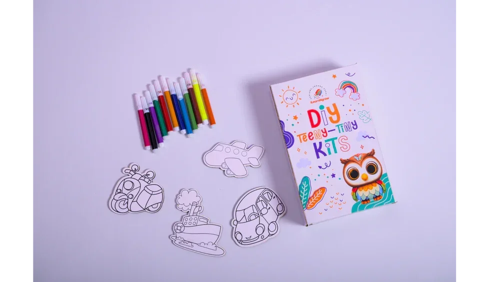 Teeny Tiny DIY Fridge Magnet – Transport Theme | Paint & Decorate Kit for Kids | iLearnNGrow - Naivri