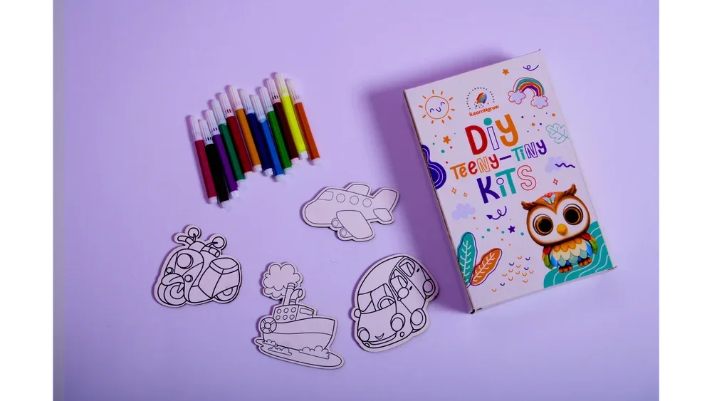 Teeny Tiny DIY Fridge Magnet – Transport Theme | Paint & Decorate Kit for Kids | iLearnNGrow - Naivri