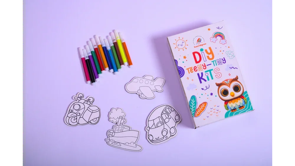 Teeny Tiny DIY Fridge Magnet – Transport Theme | Paint & Decorate Kit for Kids | iLearnNGrow - Naivri