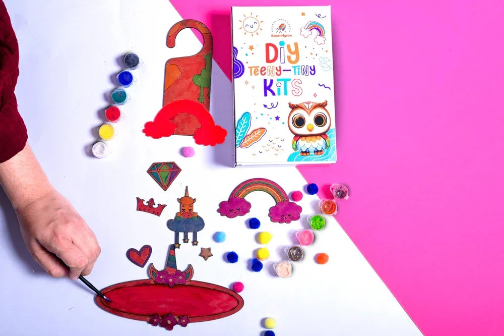 Teeny Tiny DIY Unicorn Name Plate & Door Knob Kit – Room Décor Craft Set for Kids | iLearnNGrow - Naivri