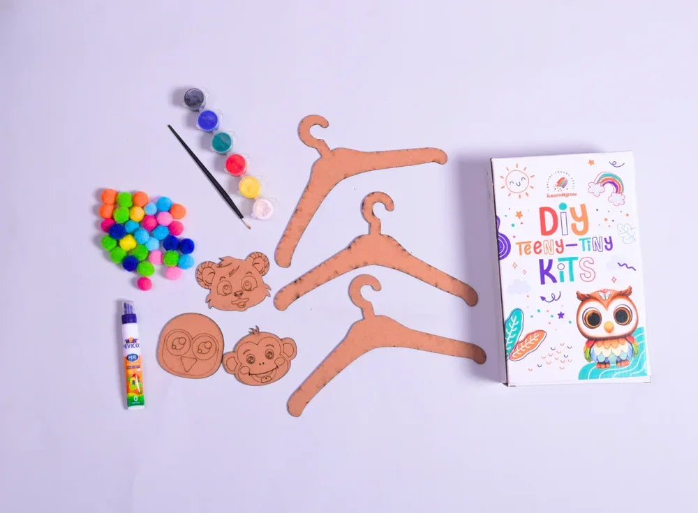 Teeny Tiny DIY Wooden Hanger Set of 3 – Paint & Decor Craft Kit for Kids | iLearnNGrow - Naivri