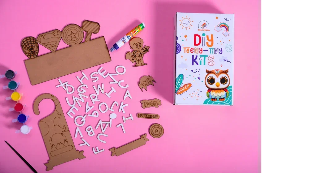 Teeny Tiny Superhero DIY Name Plate & Door Knob Kit – Room Décor Craft for Kids | iLearnNGrow - Naivri