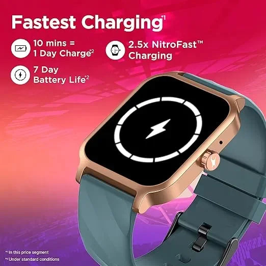 Titan Fastrack FS1 Smart Watch with 1.85'' UltraVU Display, Bluetooth Calling, AI Voice Assistant, IP68, 100+ Sports Modes, Auto Sport Recognition, Up to 5-Day Battery Life for Men & Women - Naivri