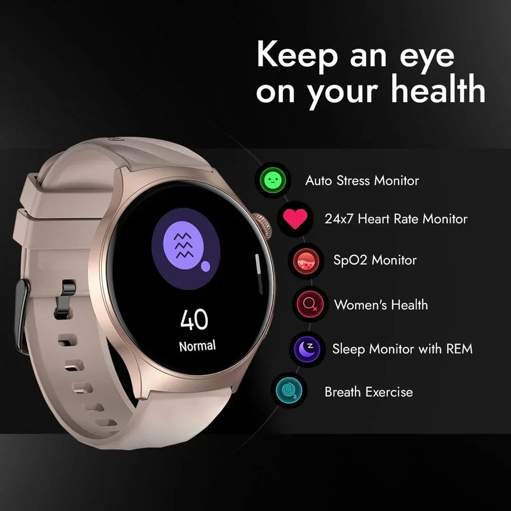 Titan Fastrack Jupiter Pro 1.43" AMOLED Round Smart Watch with Bluetooth Calling, AI Voice Assistant, SpO2, 100+ Sports Modes, IP68 & Fast Charging for Men & Women - Naivri