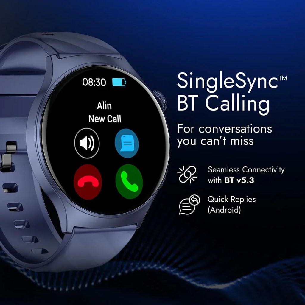 Titan Fastrack Jupiter Pro 1.43" AMOLED Round Smart Watch with Bluetooth Calling, AI Voice Assistant, SpO2, 100+ Sports Modes, IP68 & Fast Charging for Men & Women - Naivri