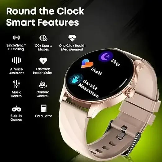 Titan Fastrack Limitless XR1 Smart Watch with 1.38" HD Display, Bluetooth Calling, AI Voice Assistant, 100+ Sports Modes, Health Suite, Up to 5-Day Battery Life, IP68 (Assorted Colours) - Naivri