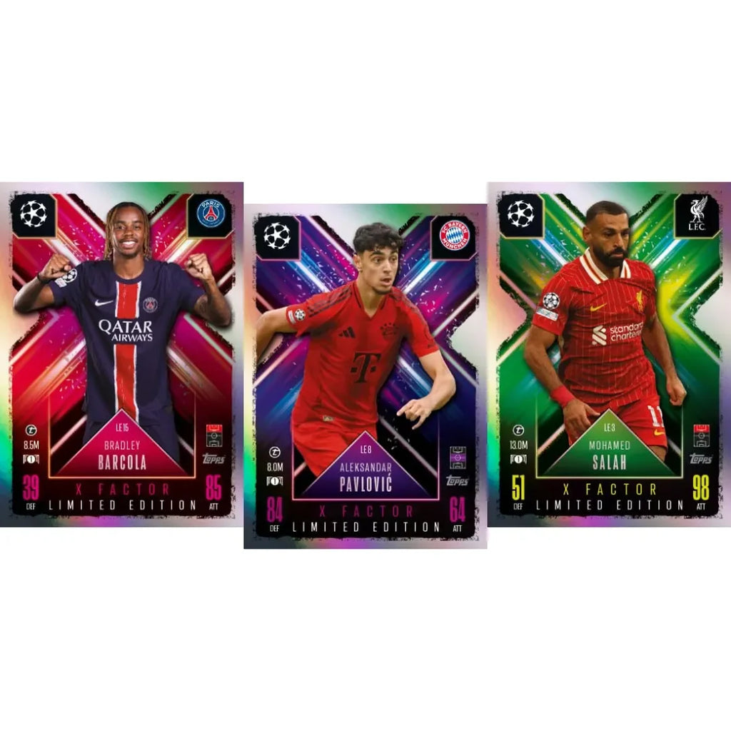 Topps Match Attax Extra 2025 Big Value Pack – UCL & WUCL Trading Cards (31 Cards, 2 X Factor Limited Editions + 1 Explosive Talent Exclusive) - Naivri