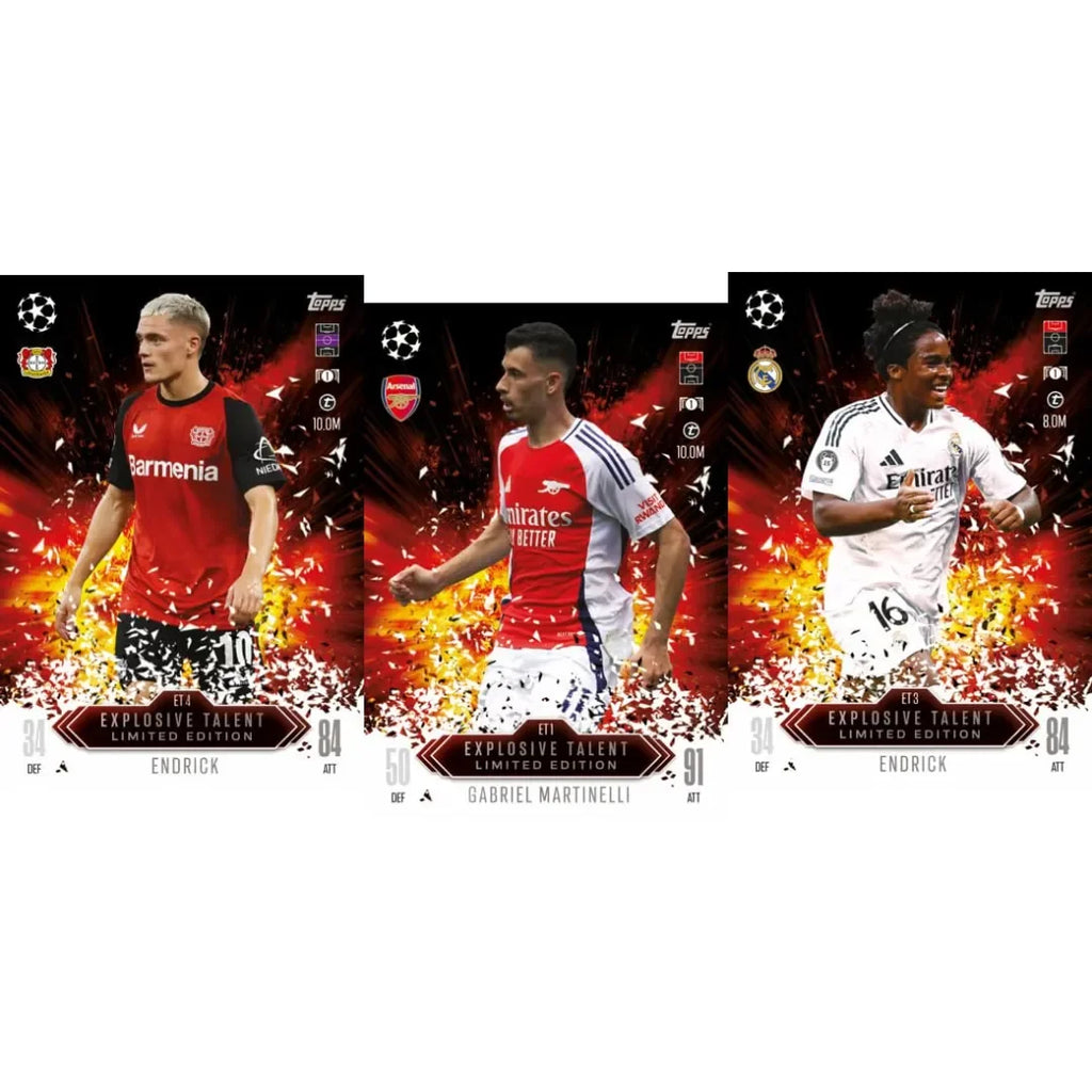 Topps Match Attax Extra 2025 Big Value Pack – UCL & WUCL Trading Cards (31 Cards, 2 X Factor Limited Editions + 1 Explosive Talent Exclusive) - Naivri