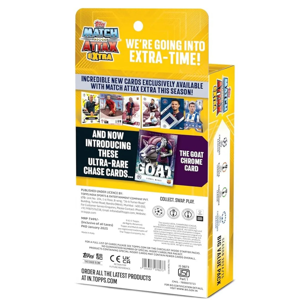 Topps Match Attax Extra 2025 Big Value Pack – UCL & WUCL Trading Cards - Naivri