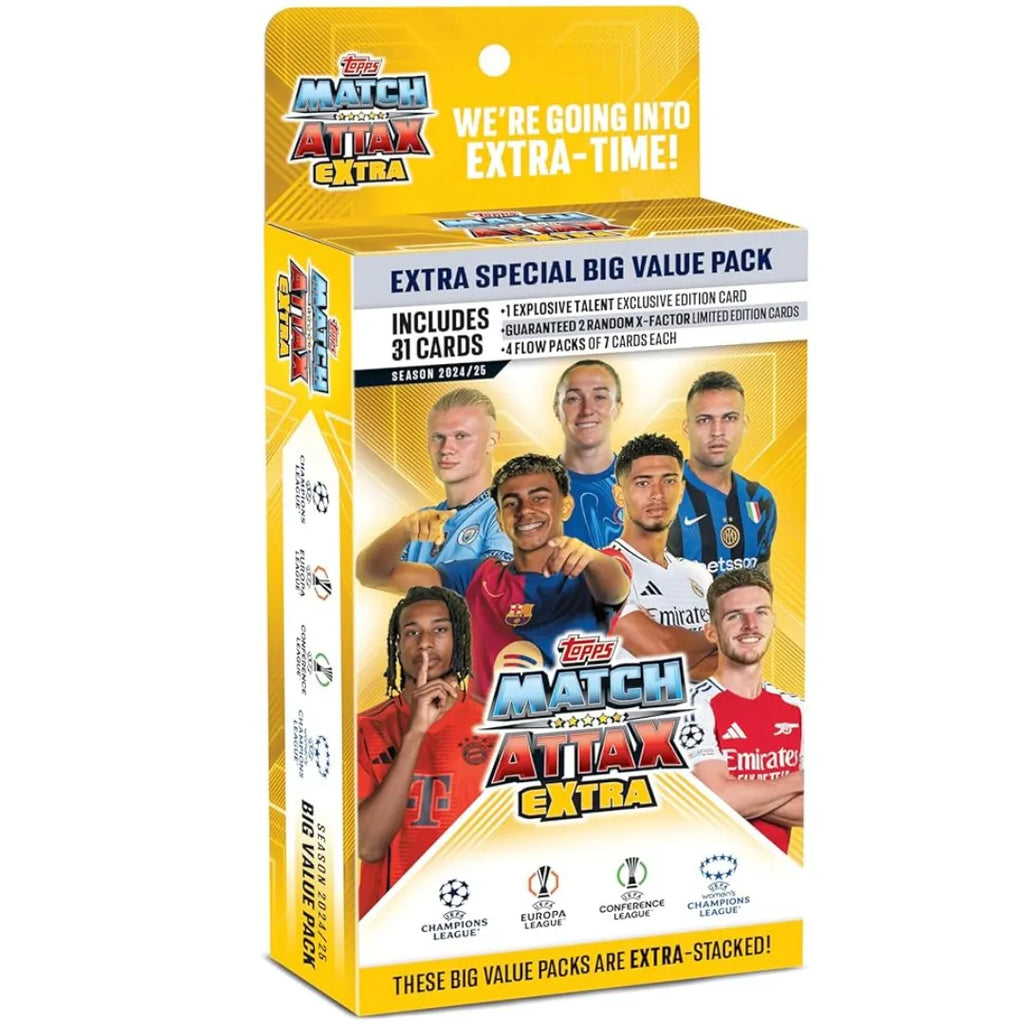 Topps Match Attax Extra 2025 Big Value Pack – UCL & WUCL Trading Cards - Naivri