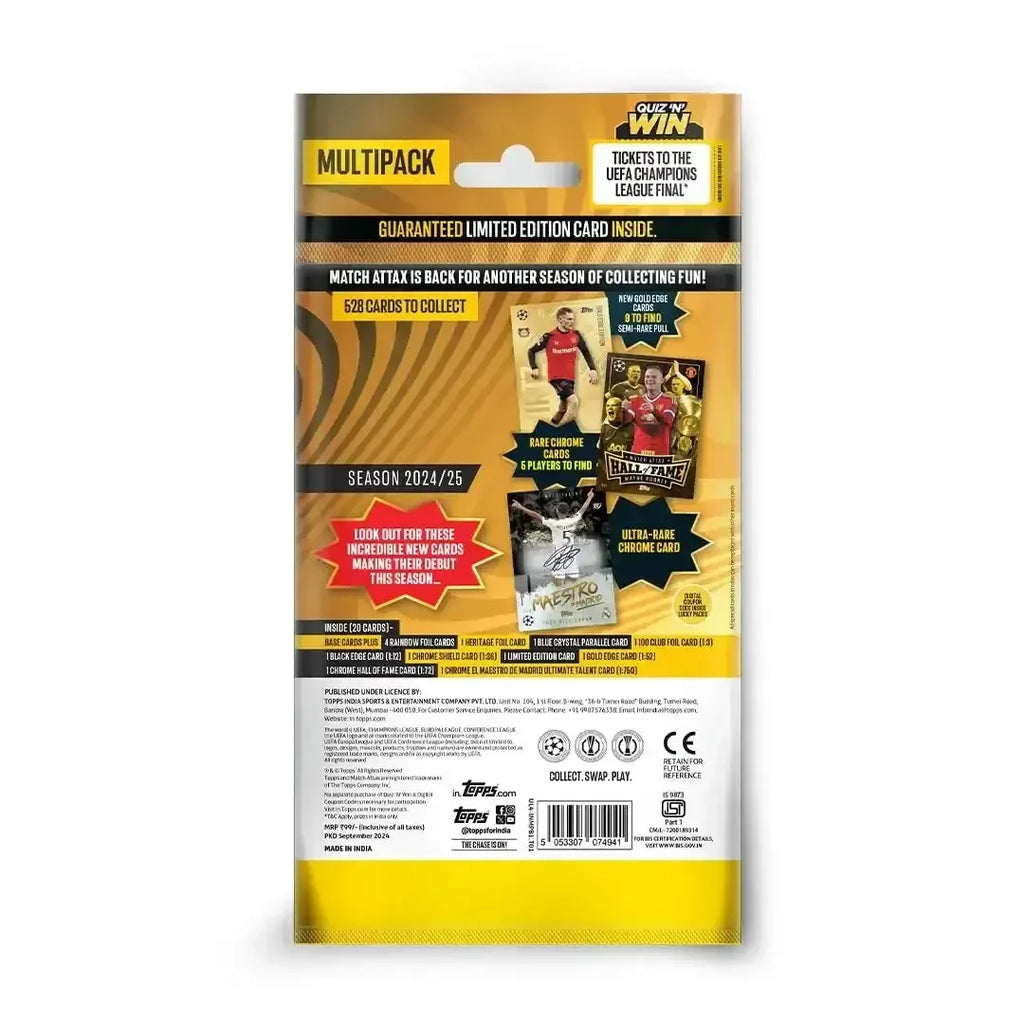 Topps UEFA Champions League Match Attax Season 2024-25 Multipack – 20 Cards, Limited Edition, Rare Inserts, & More - Naivri