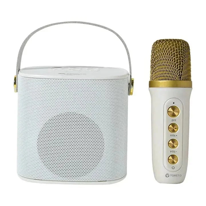 Toreto Tor-375 Jukebox Wireless Speaker White with Karaoke Mic & HD Sound - Naivri