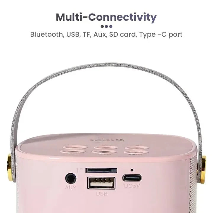Toreto Tor-375 Jukebox Wireless Speaker White with Karaoke Mic & HD Sound - Naivri
