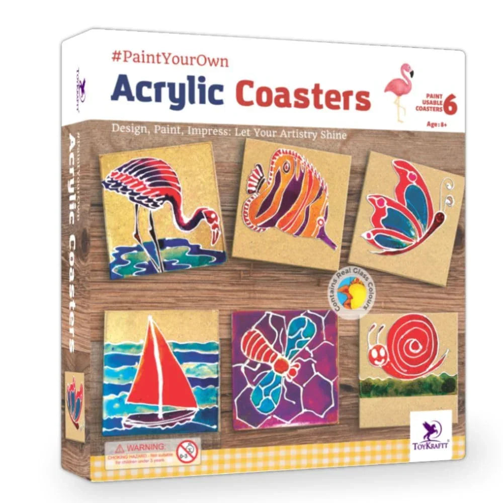 Toykraftt Acrylic Coaster Art Kit for Kids | DIY Paint Kit Ages 8–12 | Creative Gifts for Girls & Boys - Naivri