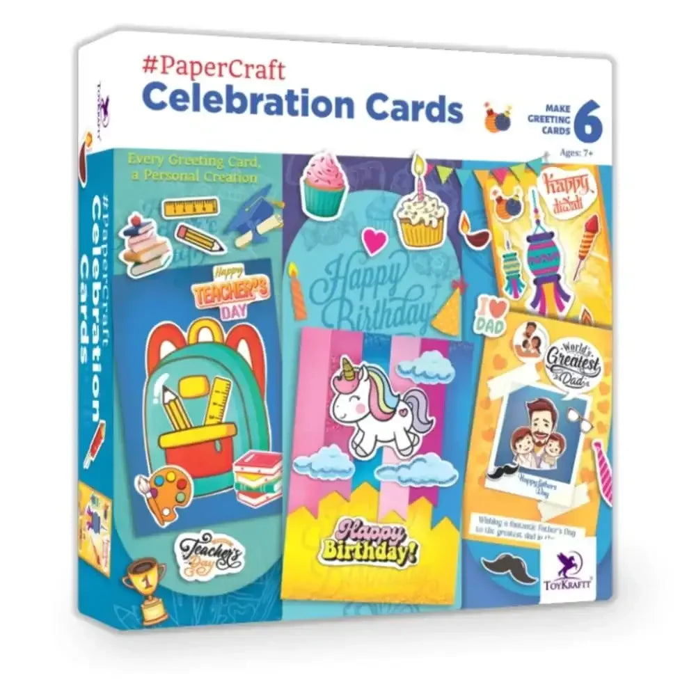 Toykraftt Celebrate Greeting Card Making Kit | DIY Craft Set for Kids Age 7+ - Naivri
