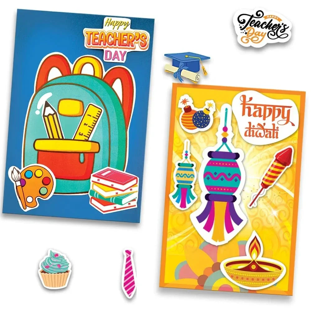 Toykraftt Celebrate Greeting Card Making Kit | DIY Craft Set for Kids Age 7+ - Naivri