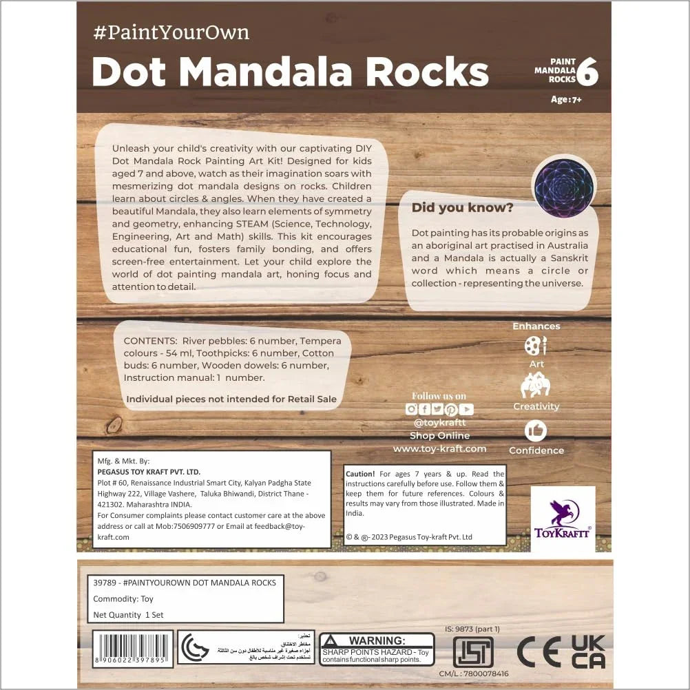 Toykraftt Dot Mandala Rock Painting Kit for Kids Age 8+ | Creative Art Set - Naivri