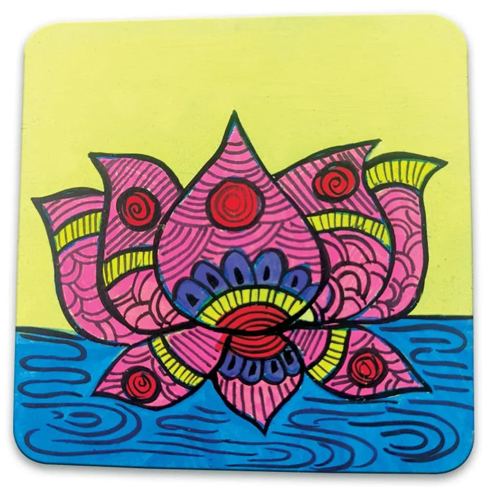 Toykraftt Madhubani Coaster Kit for Kids Age 8+ | Traditional Glass Painting Craft Set - Naivri