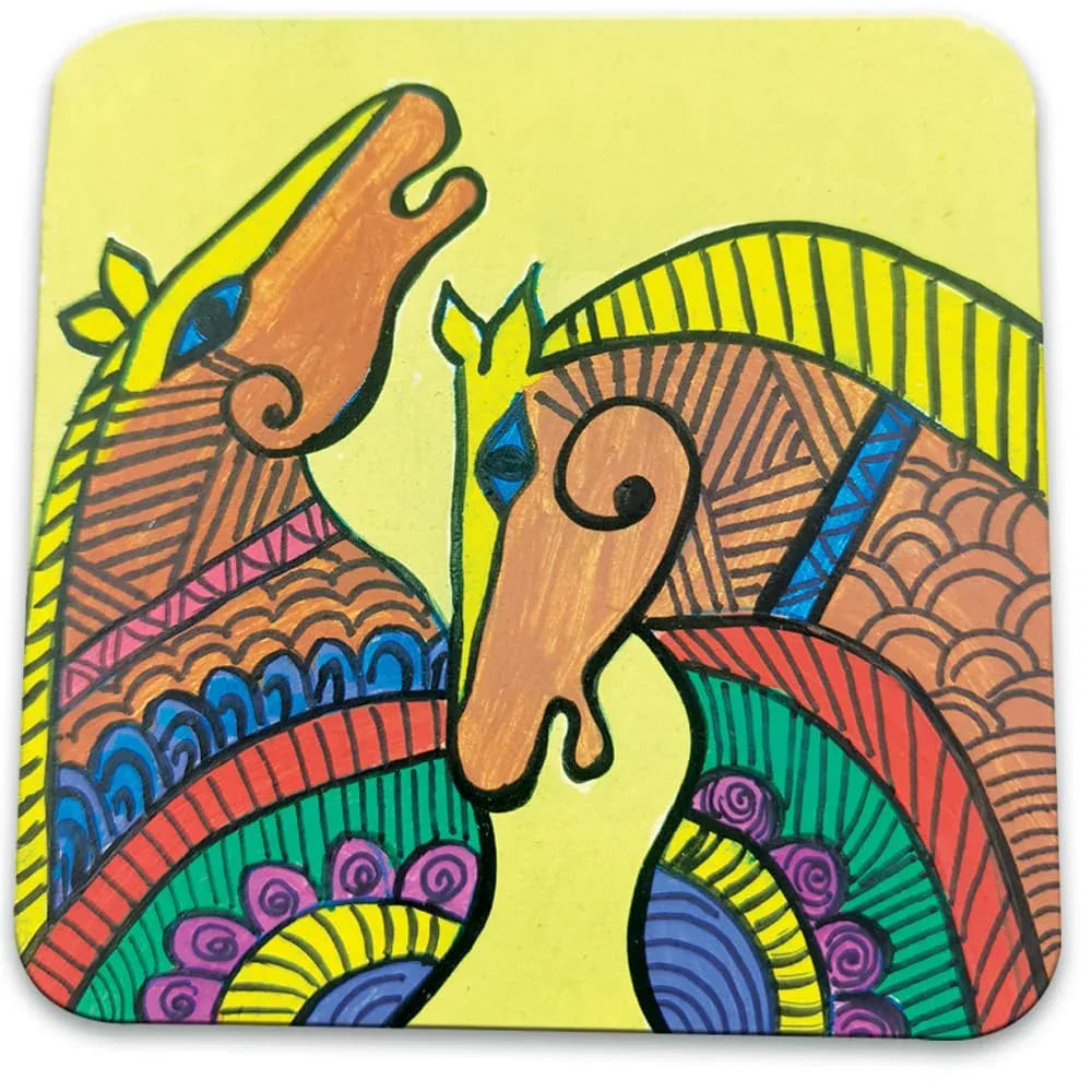 Toykraftt Madhubani Coaster Kit for Kids Age 8+ | Traditional Glass Painting Craft Set - Naivri