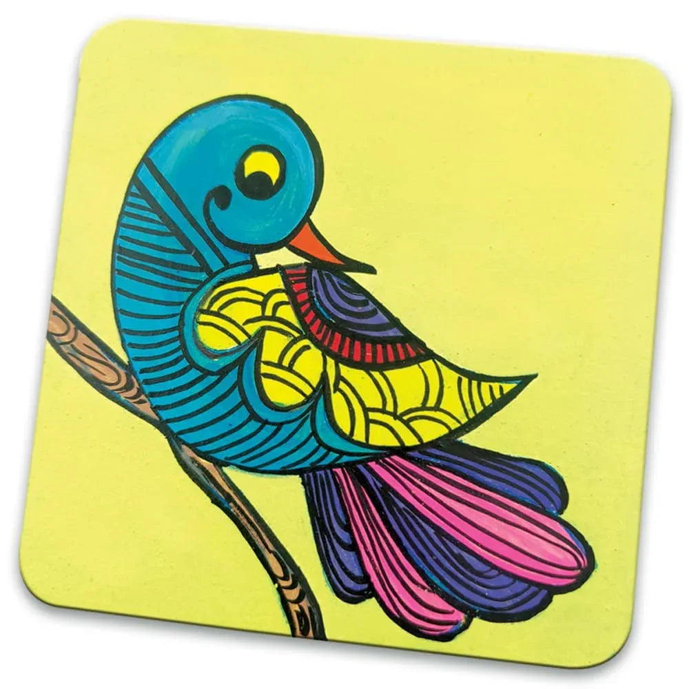 Toykraftt Madhubani Coaster Kit for Kids Age 8+ | Traditional Glass Painting Craft Set - Naivri