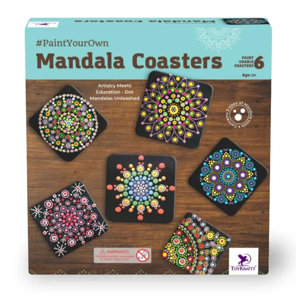 Toykraftt Mandala Coaster Art Kit for Kids | Dot Painting DIY Set | Age 7–12 - Naivri