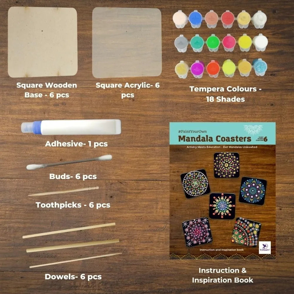 Toykraftt Mandala Coaster Art Kit for Kids | Dot Painting DIY Set | Age 7–12 - Naivri