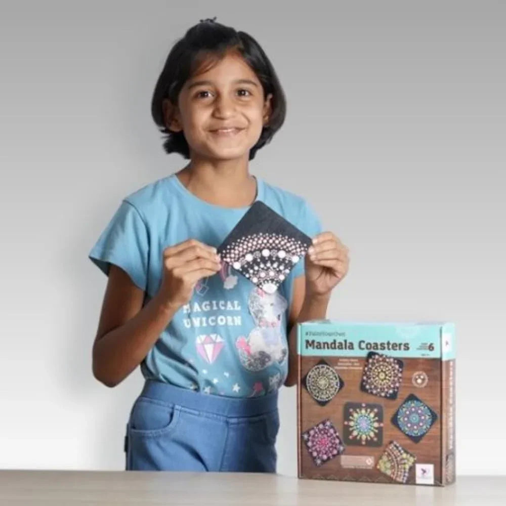 Toykraftt Mandala Coaster Art Kit for Kids | Dot Painting DIY Set | Age 7–12 - Naivri