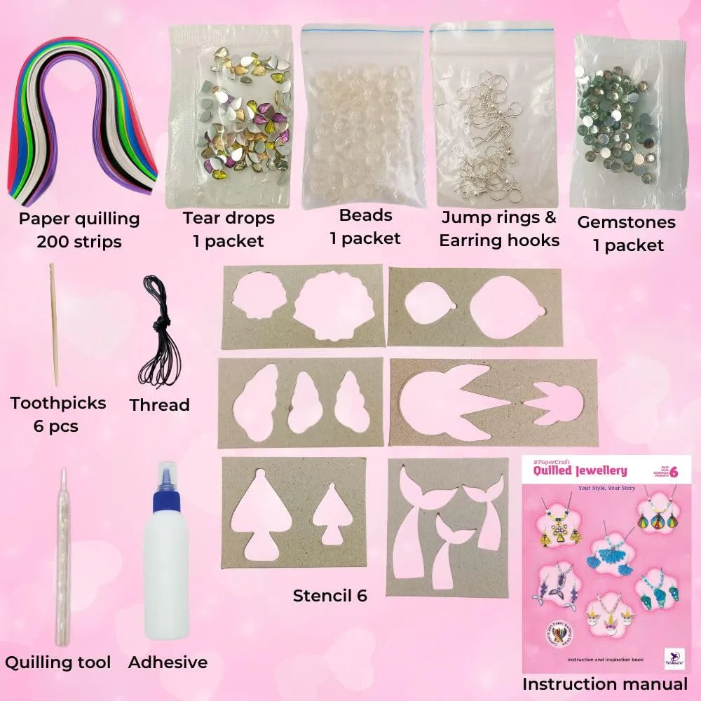 Toykraftt Paper Quilling Jewellery Kit for Girls | DIY Craft Set - Naivri