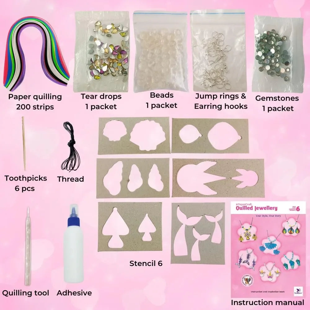 Toykraftt Paper Quilling Jewellery Kit for Girls | DIY Craft Set - Naivri