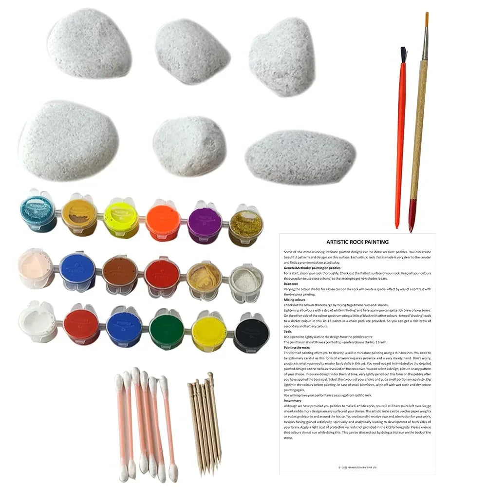 Toykraftt Rock Painting Kit for Kids | DIY Pebble Art Set for Ages 7+ | Multicolor Stone Painting Activity - Naivri