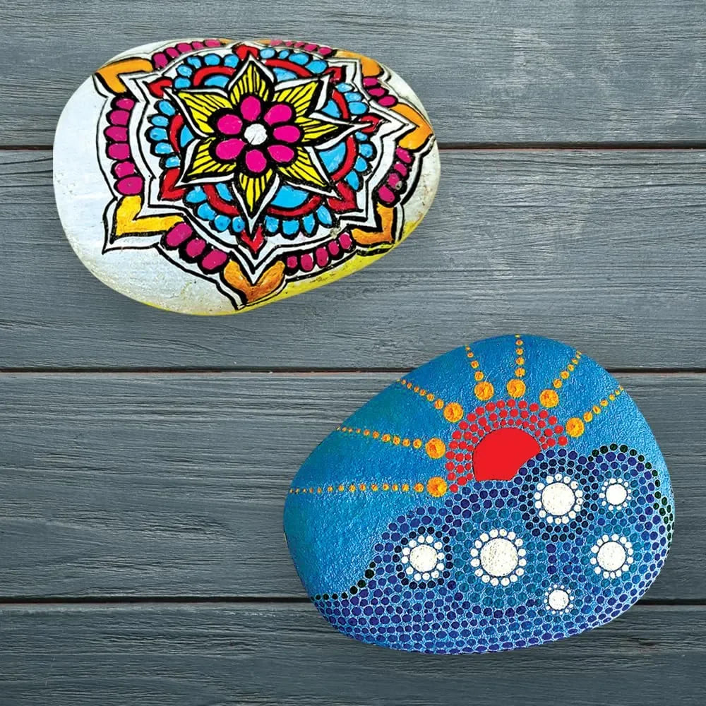 Toykraftt Rock Painting Kit for Kids | DIY Pebble Art Set for Ages 7+ | Multicolor Stone Painting Activity - Naivri