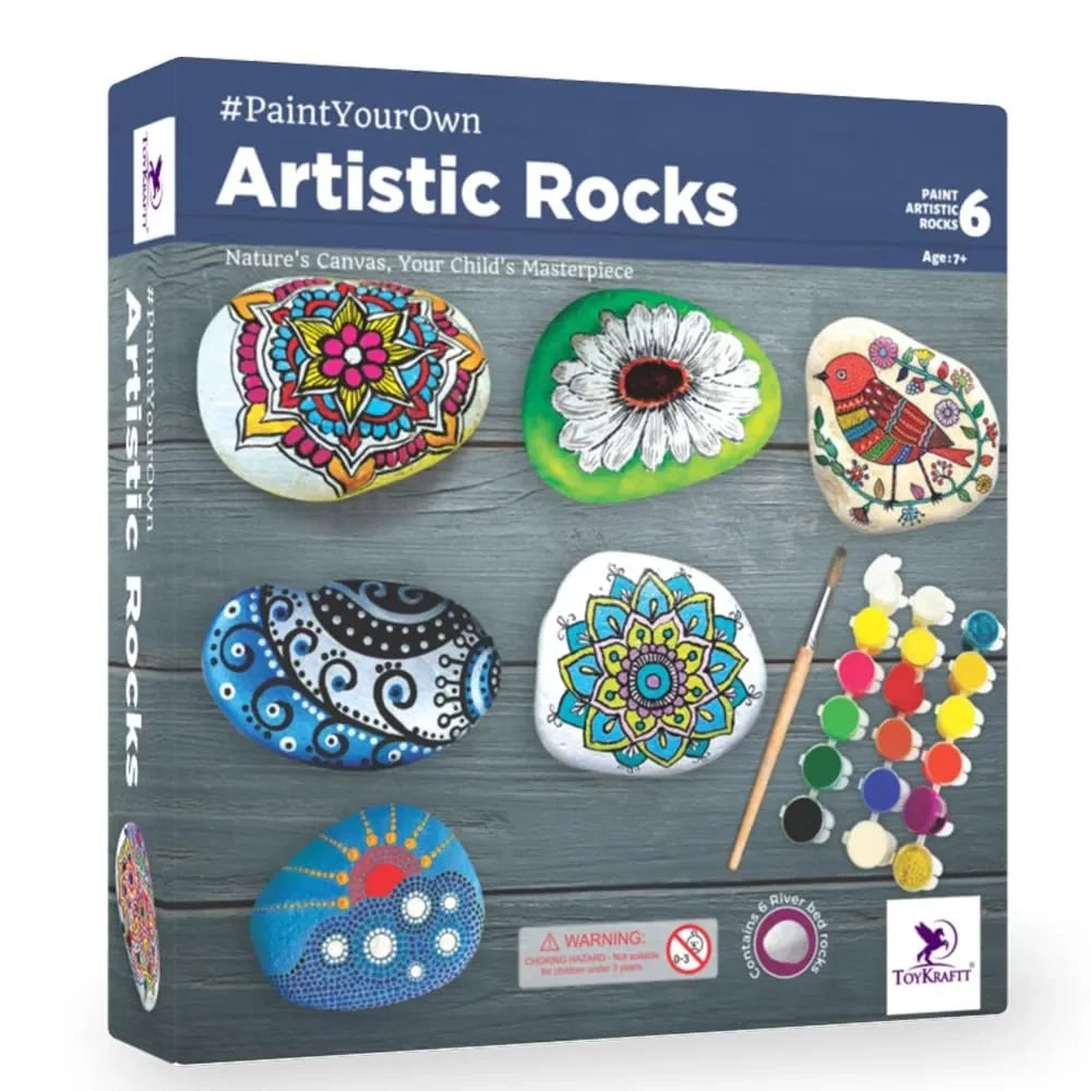Toykraftt Rock Painting Kit for Kids | DIY Pebble Art Set for Ages 7+ | Multicolor Stone Painting Activity - Naivri