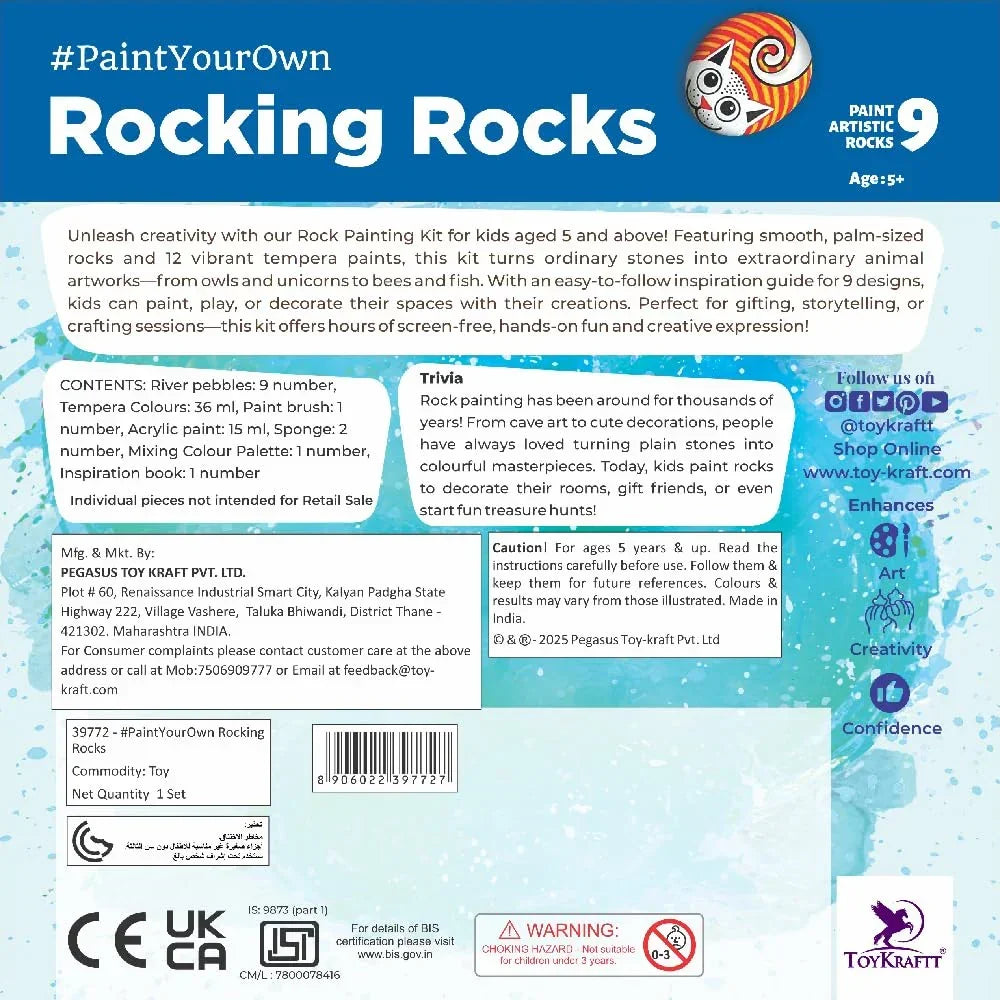 Toykraftt Rocking Rocks Painting Kit for Girls 6–12 | DIY Pebble Art Set - Naivri