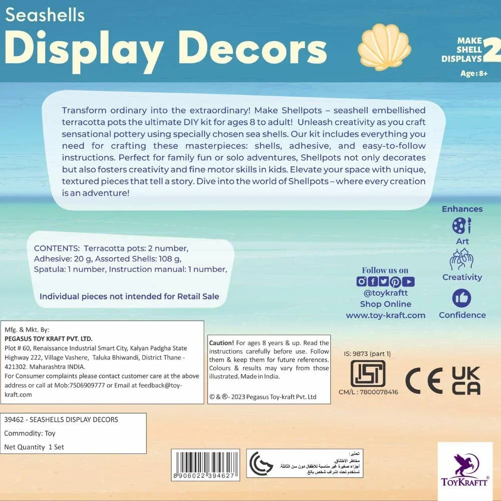 Toykraftt Seashell Display DIY Kit | Creative Terracotta Craft Set for Kids 8+ - Naivri