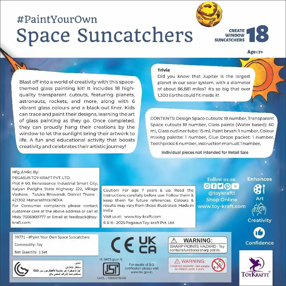 Toykraftt Space Suncatchers Window Art Kit for Girls - Naivri
