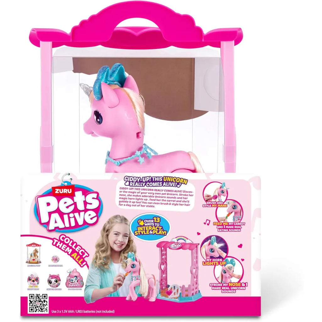 ZURU Pets Alive Magical Unicorn Stable Playset – Interactive Sounds & Grooming Fun (3+ Years) - Naivri