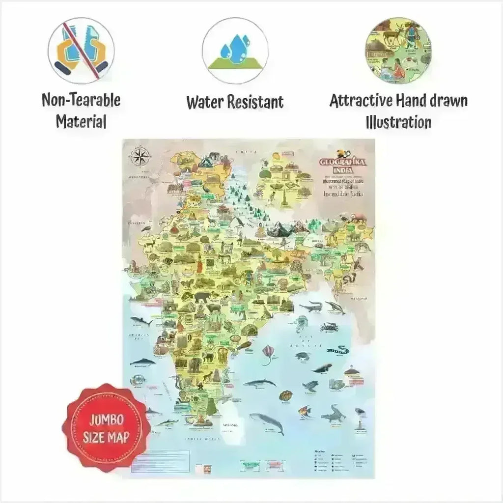 Unik Play Geografika India Map Game for Kids Age 6+ | Educational Board Game with 40 Cards & Jumbo Map | Learn Indian States, Cities & Fun Facts | Geography Learning Kit - Naivri