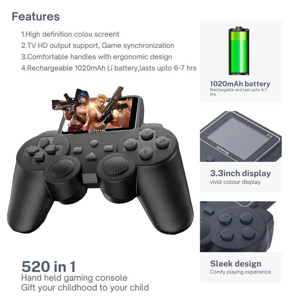 Video Games for Kids 500 in 1 Controller Gamepad Video Game, Retro Gaming Console, Gameboy Age 7, Digital Game Player, Pocket Gamer, Handheld Gaming Console - Naivri