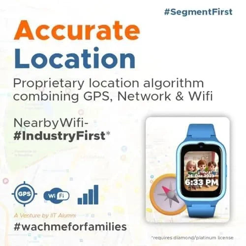 WachMe 4G Kids Smart Safety Watch WM4GA1 - Platinum Edition - Naivri