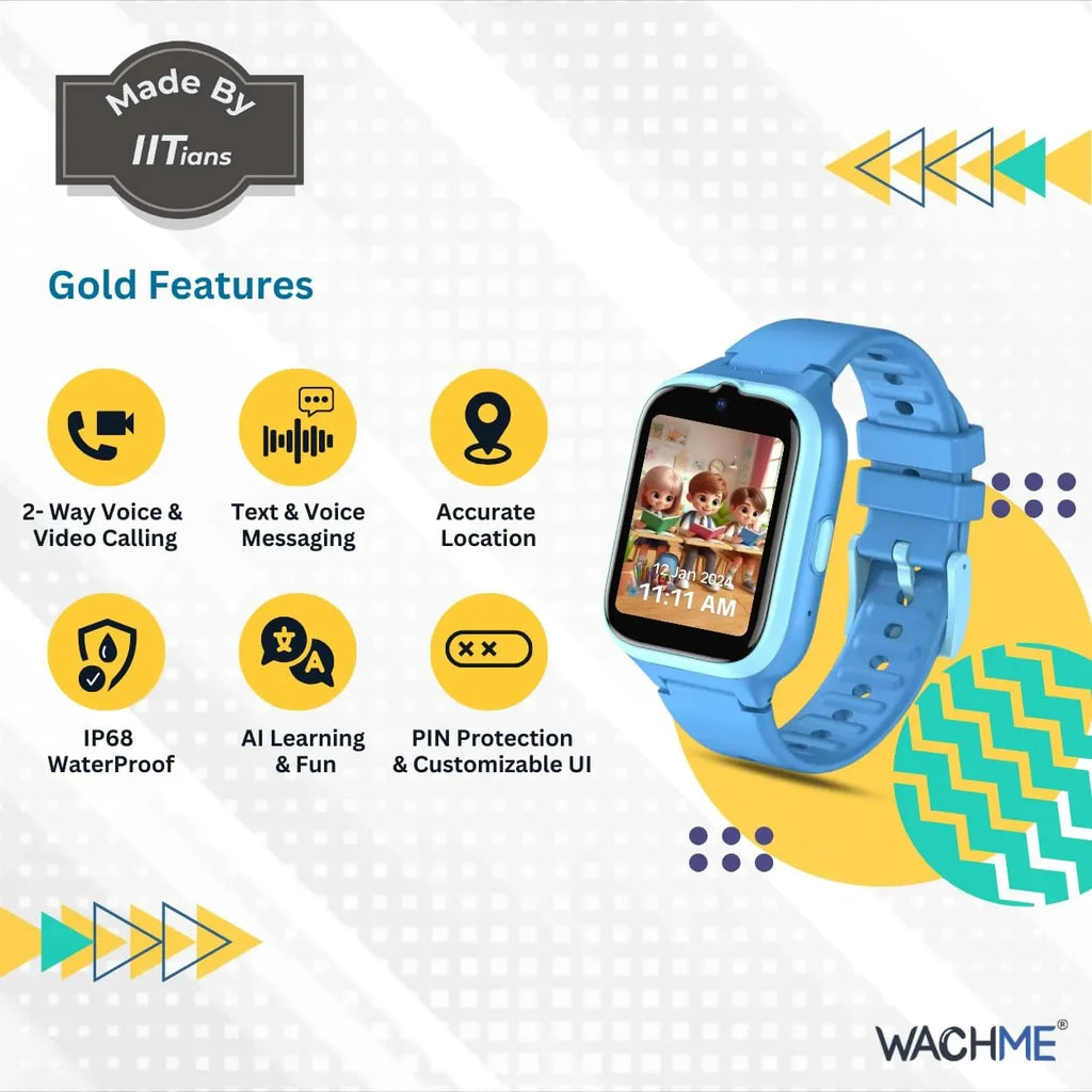 WachMe 4G Kids Smart Safety WatchPhone WM4GA1 - Gold Edition - Naivri