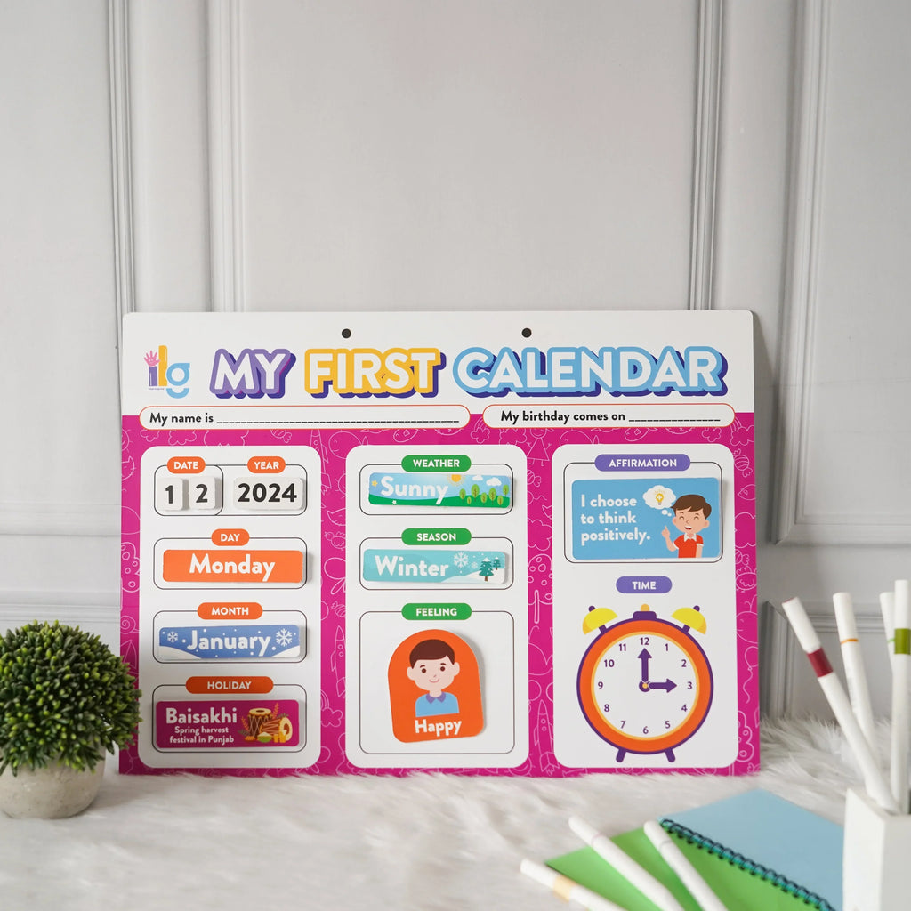 Wall mounting Daily Activity Calender- 9 Concepts- Velcro Based -80 Cutouts - Naivri