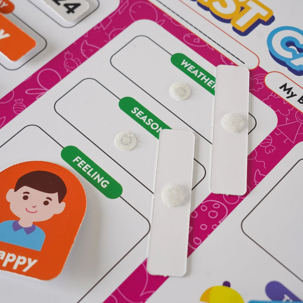 Wall mounting Daily Activity Calender- 9 Concepts- Velcro Based -80 Cutouts - Naivri