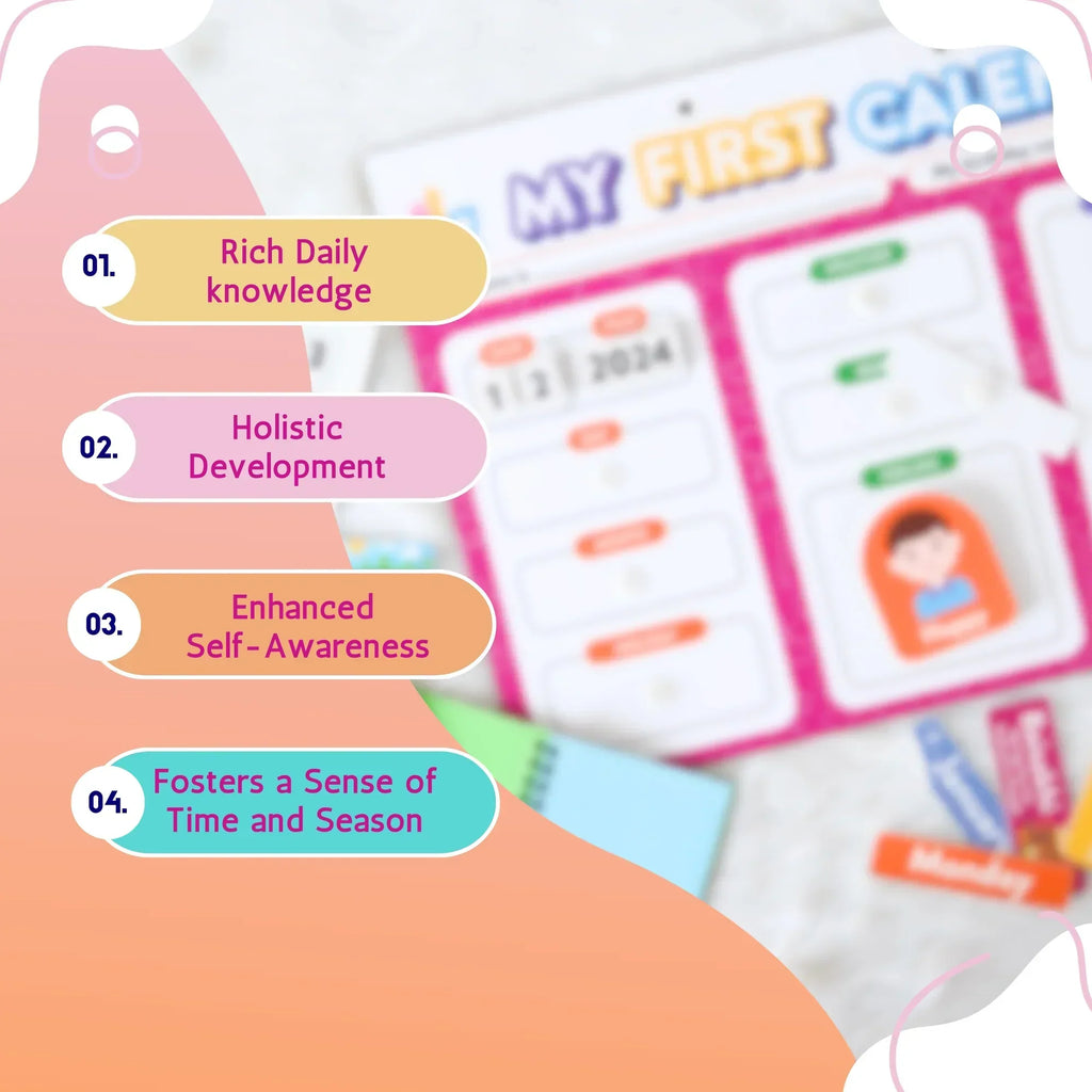 Wall mounting Daily Activity Calender- 9 Concepts- Velcro Based -80 Cutouts - Naivri