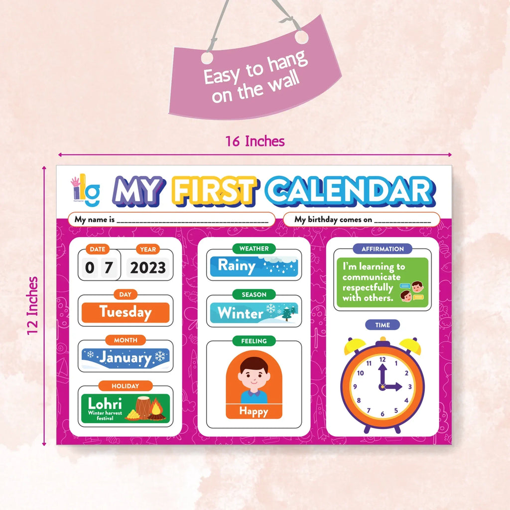 Wall mounting Daily Activity Calender- 9 Concepts- Velcro Based -80 Cutouts - Naivri