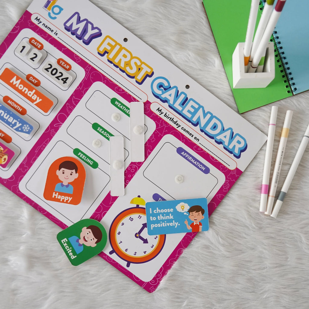 Wall mounting Daily Activity Calender- 9 Concepts- Velcro Based -80 Cutouts - Naivri